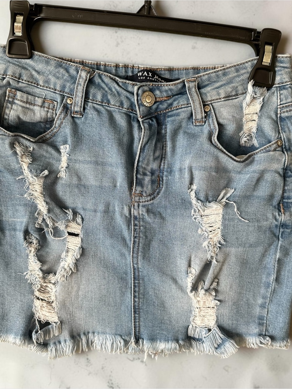 Wax Jean Light Blue Denim Waistband Label Detail